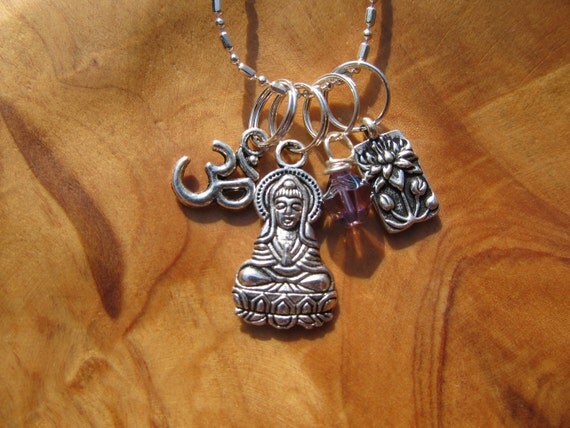 Buddha with Lotus Flower Om and Swarovski Crystal Choose any