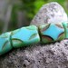 Czech Picasso Glass . Turquoise Polished Picasso Diamond Rectangles (10)