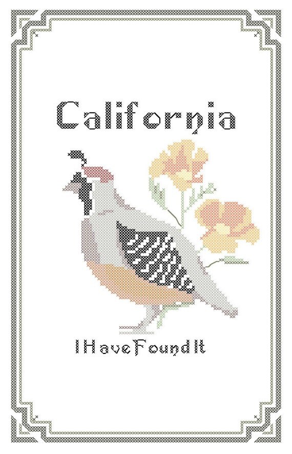California State Bird Flower and Motto Cross by robinsdesign