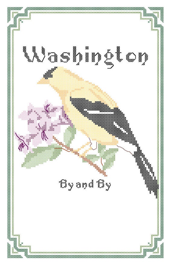 Washington State Bird, Flower and Motto Cross Stitch Pattern PDF
