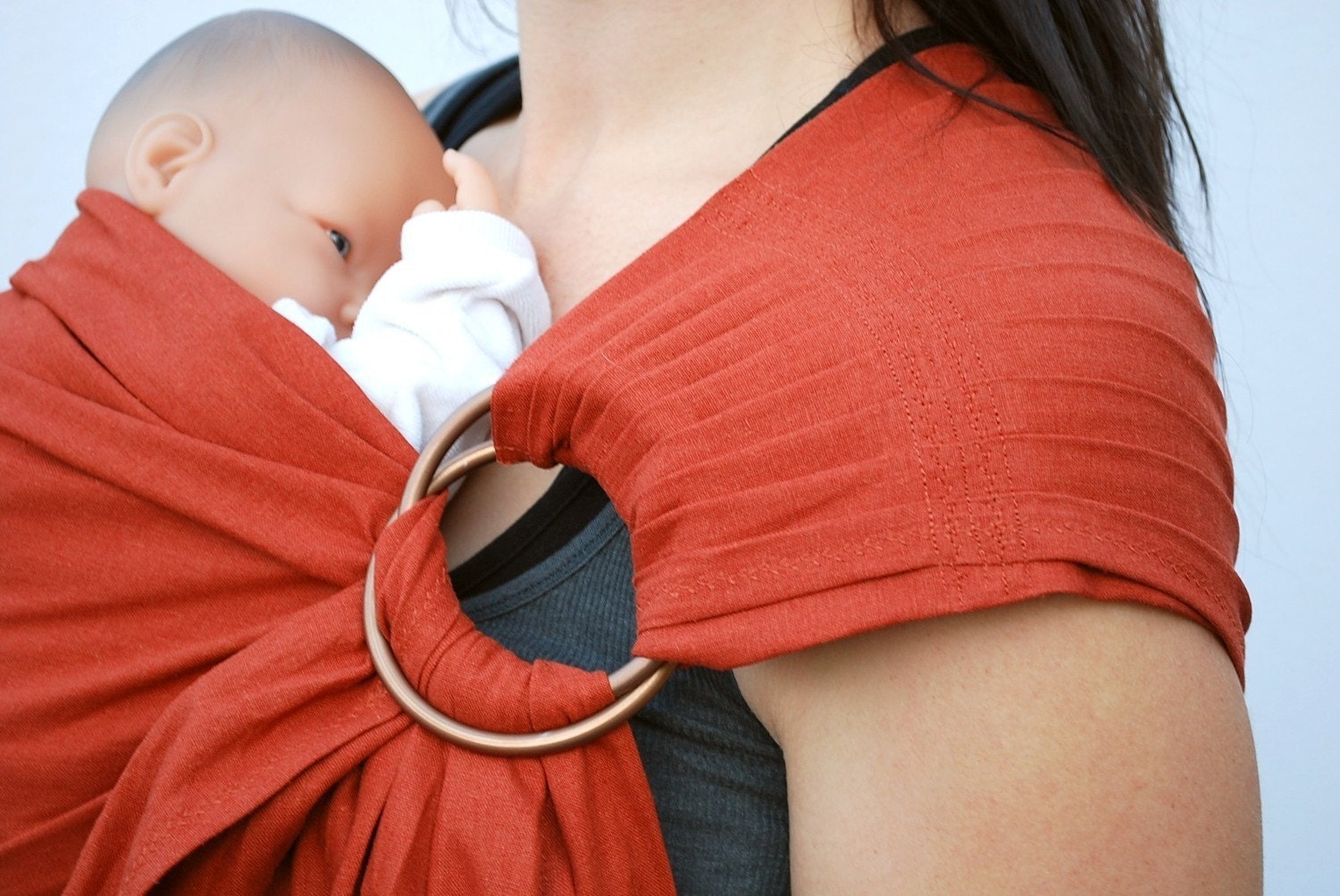 Baby Carrier Ring Sling LINEN Vermont Leaves Copper Superwide