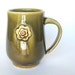 RESERVED for TRACY - Mossy green mug with yellow flower, In Stock