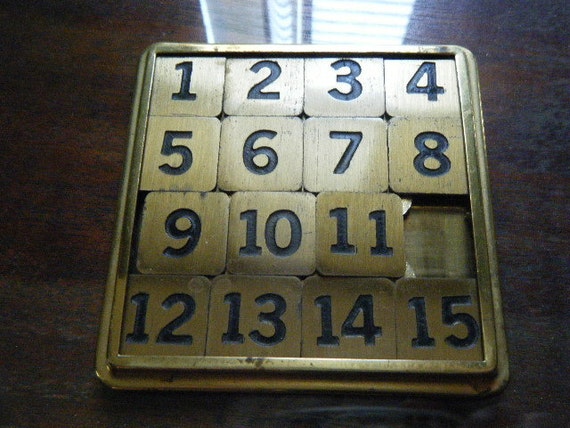 Vintage Game/Puzzle Sliding Numbers Metal