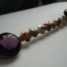 Vintage Bar Pin Art Deco Amethyst Rhinestone and Leaf