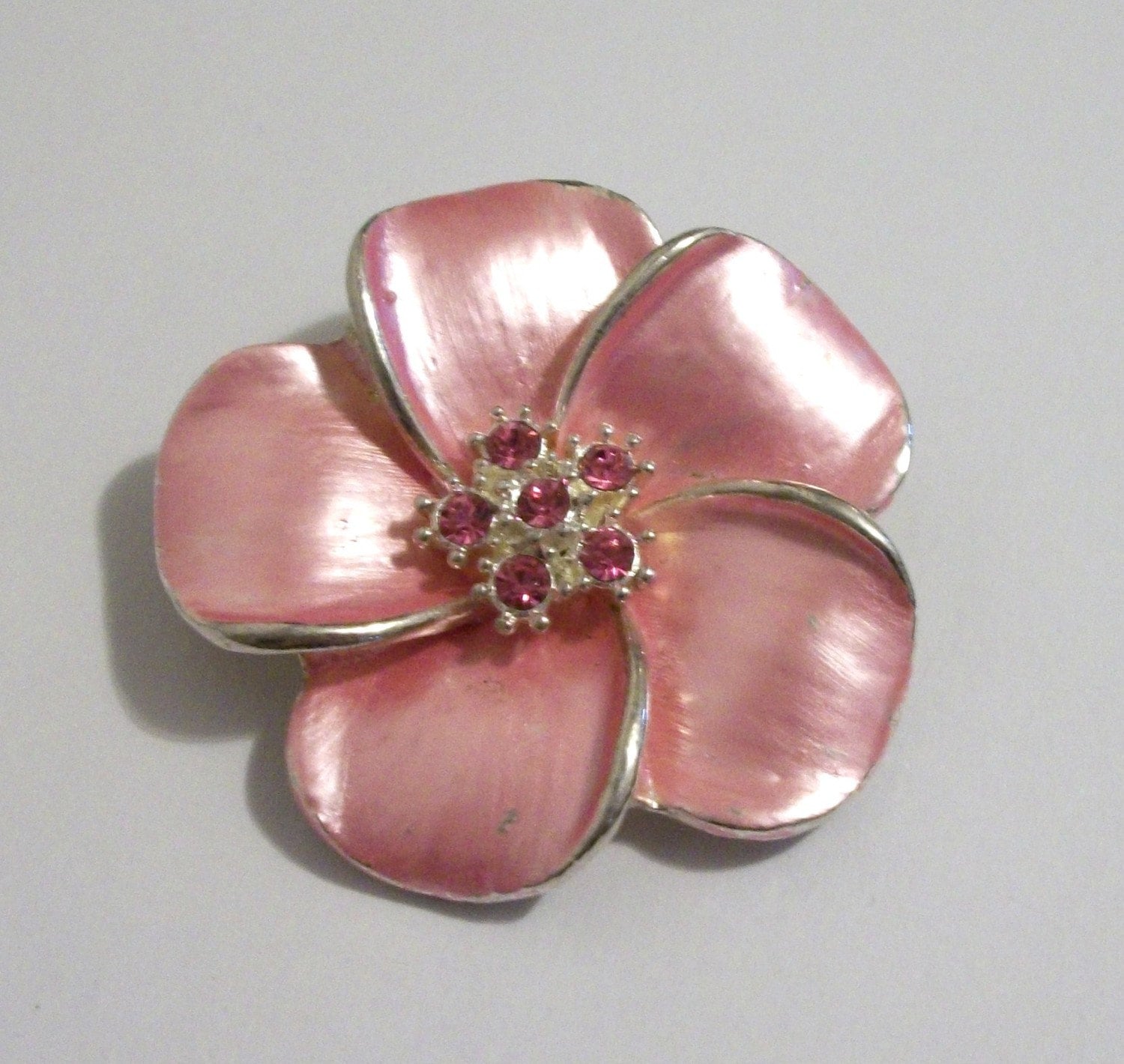 Vintage BEST Pink Flower Brooch Pendant by Mydaughtersbeads