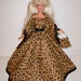 Cute jaguar print gown with stole and bag 4 barbie doll