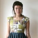 Nautical Treasure Map in Olive Mini Dress Sz XS S M L Rusty Cuts