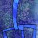 9 Crimes: Blue Stained Glass Panel with Uroboros and Spectrum Glass, 16.5" x 14.5"