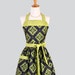 Retro Vintage Bib Apron - Elegant Charisma Damask in Navy Blue and Pistachio Green Damask