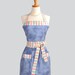 SPRING CLEANING SALE Womens Bib Apron / Casual Chic this apron in Blue Denim Brushed Cotton is Trimmed in Red White Blue Stripe