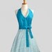 SALE Sexy Womens Hostess Apron . Classy Halter Apron Made With Queen Street Aqua Paisley and Damask Skirt
