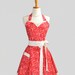 Womens Sweetheart Apron / Red Swirls with Ivory Swirl and White Trims are Keeping it Simple and Cute