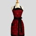 Womens Bib Apron : Classy Feminine Michael Miller Red and Black Sexy Damask