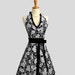 Halter Womens Apron . Cute Handmade Full Bib Kitchen Hostess Apron Elegant White Roses on Black Handmade Retro Full Apron
