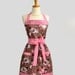 Womens Bib Full Apron . Full Kitchen Apron in Michael Miller Peacock Lane Bouquet Brown and Coral Perfect for Monogram or Personalization