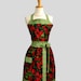 Womens Bib Full Apron : Full Kitchen Apron Michael Miller Rouge Baby Tulips Red with Lime Green Perfect for Monogram or Persoalization