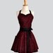 RESERVED FOR SUSAN Womens Flirty Sweetheart Apron , Sexy Retro Ruffled Sweetheart Red Scroll on Black Background