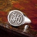 Women&#39;s Script Monogram Ring in Sterling Silver Signet