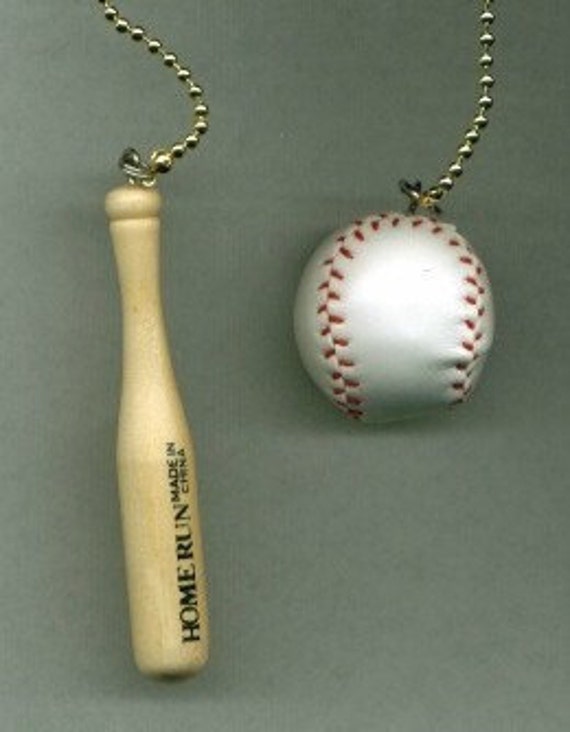 Baseball and bat Ceiling fan pulls 2 pc Set