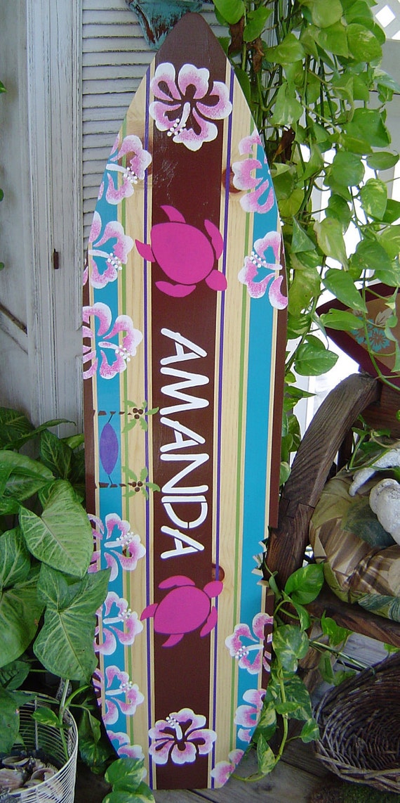4FT SURFBOARD. All Hand Painted. Tropical Hawaiian wall art