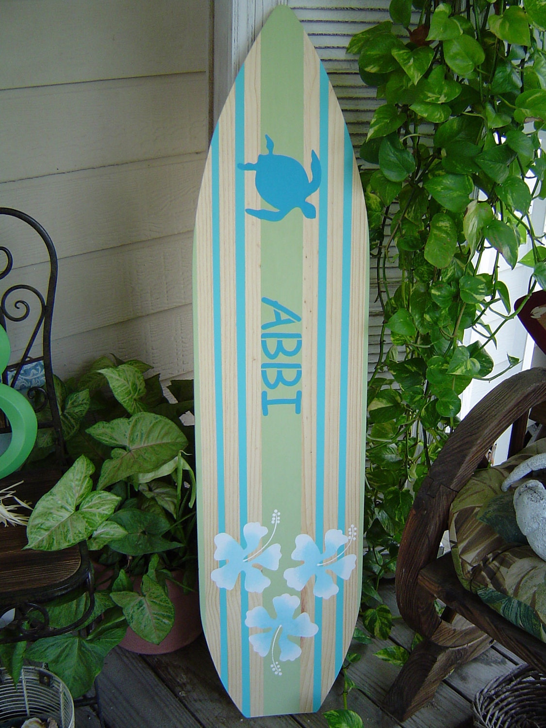 SALE 4FT Surfboard Hawaiian wall art decor ALL HAND