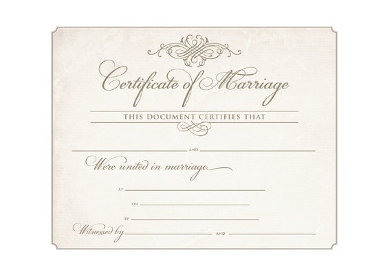Printable Marriage Certificate