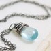 Aquamarine Necklace Wrapped in Sterling Silver, March Birthstone Jewelry, Sky Blue Gemstone Necklace Pendant Handmade
