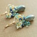 Gemstone Gold Earrings Labradorite Sapphires Aquamarine Apatite, Hoops Blue Teal, aubepine
