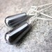 Hematite Earrings. Long Silver Drop Earrings. Sleek Black Gemstone. Minimalist Fashion. Contemporary Design - Last One - On Sale / Clearance