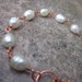 Mint Pearl Bracelet Wrapped in Bright, Unfinished Copper. Minimalist Fashion. Bridal Jewelry. Gifts for Her. Simple