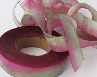 Hand dyed silk bias-cut ribbon