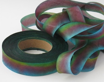 Hand dyed silk bias-cut ribbon