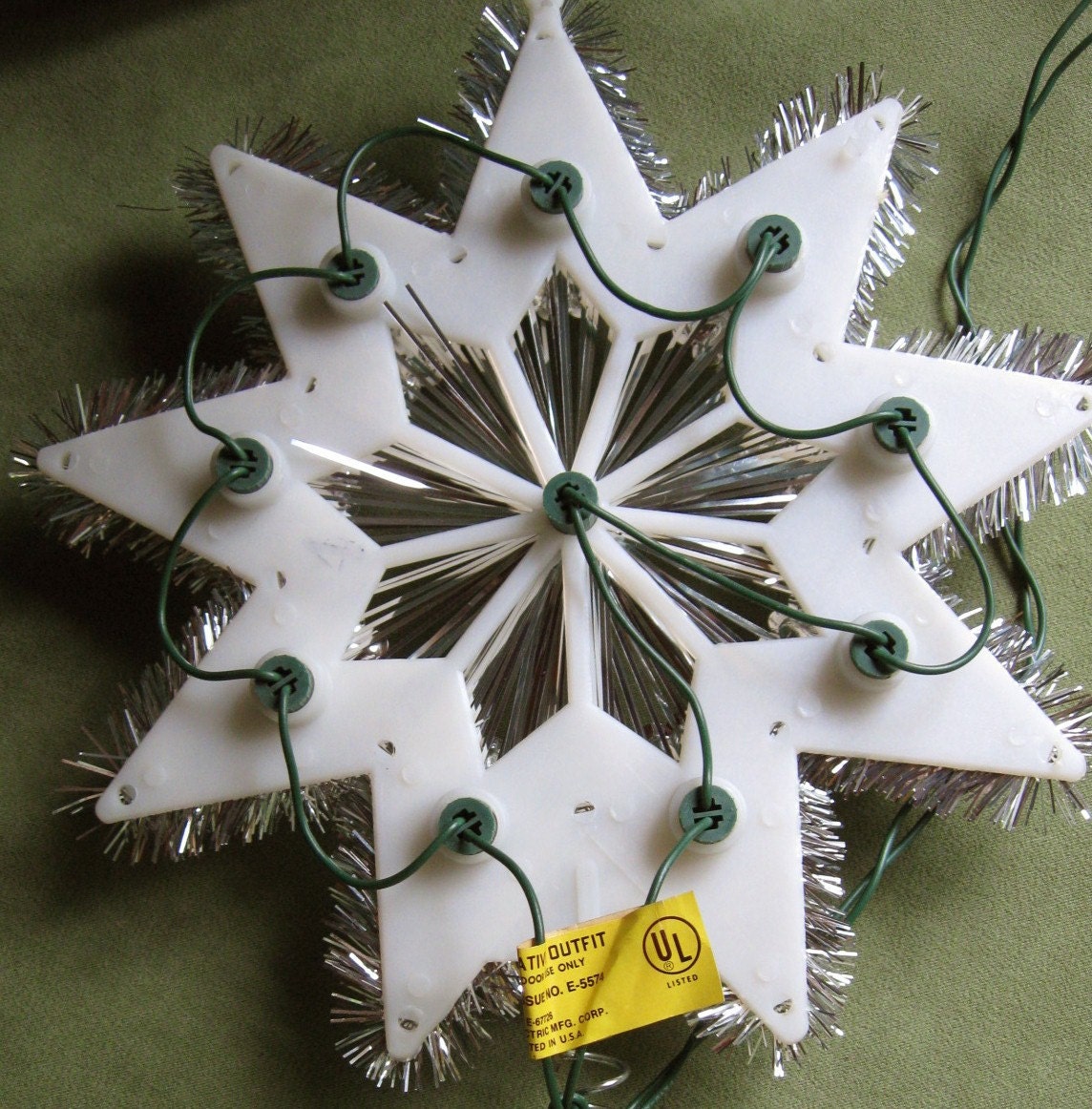 Vintage Christmas Tree Topper Tinsel Star in Box