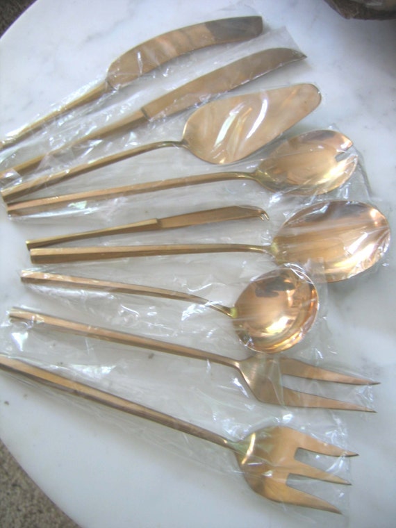 Vintage 1970's Solid Brass Thailand Flatware Dinner