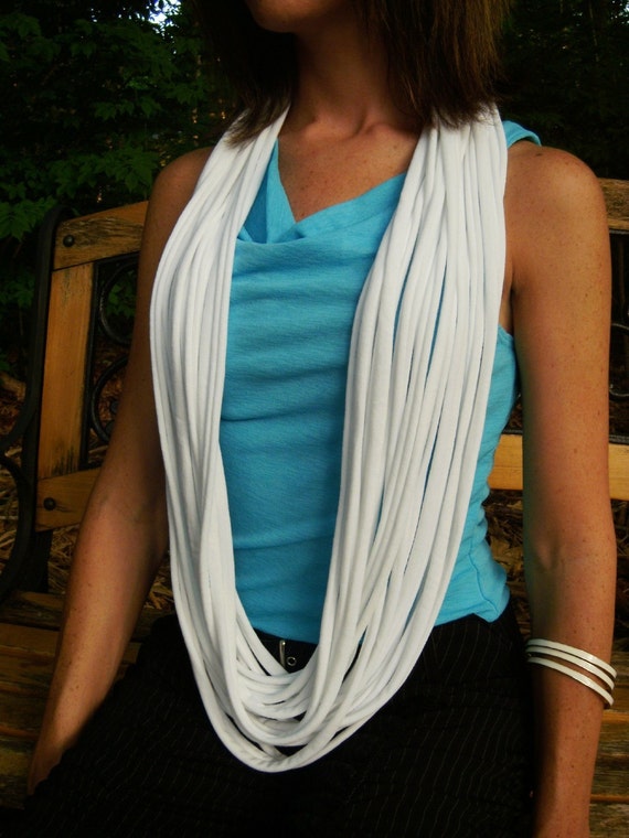Jersey Tee Circle Scarf White by MegansMenagerie on Etsy