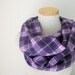 Infinity Scarf Preppy Purple Plaid Flannel Cotton Cowl - Unisex