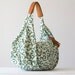 Kallia - Shoulder bag in green cotton floral pattern and light brown leather
