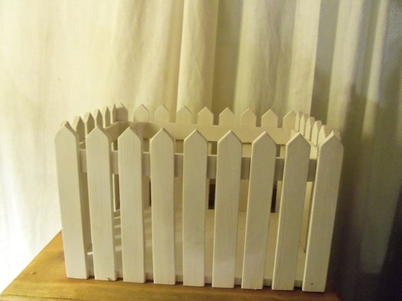 White Picket Fence Plant Planter Box Wood