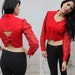 Red Western Lace Open Back Cross Top