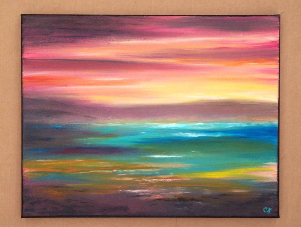 Abstract modern art painting Original acrylic colorful Ocean