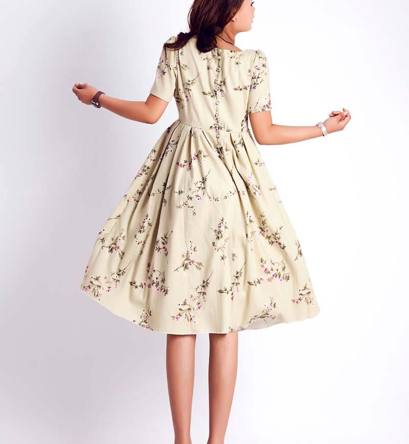 Floral print dress womens dresses linen dress custom made