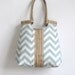 Shoulder Bag / Handbag / Purse Blue chevron carry all hobo bag with burlap