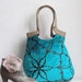 Shoulder Bag Handbag PurseTurquoise large tapestry carry all hobo bag with burlap