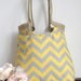 Yellow and grey chevron carry on hobo bag with burlap