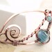 Denim blue shawl pin, scarf pin in swirly ornate shape with lampwork and Czech glass beads