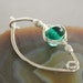 Handcrafted sterling silver shawl pin, scarf pin with light teal lampwork glass bead herringbone wrapped