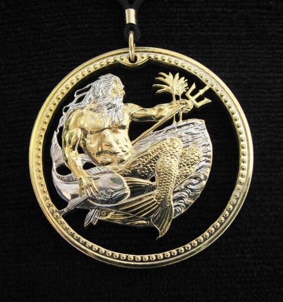 Cut Coin Jewelry Barbados Neptune Pendant