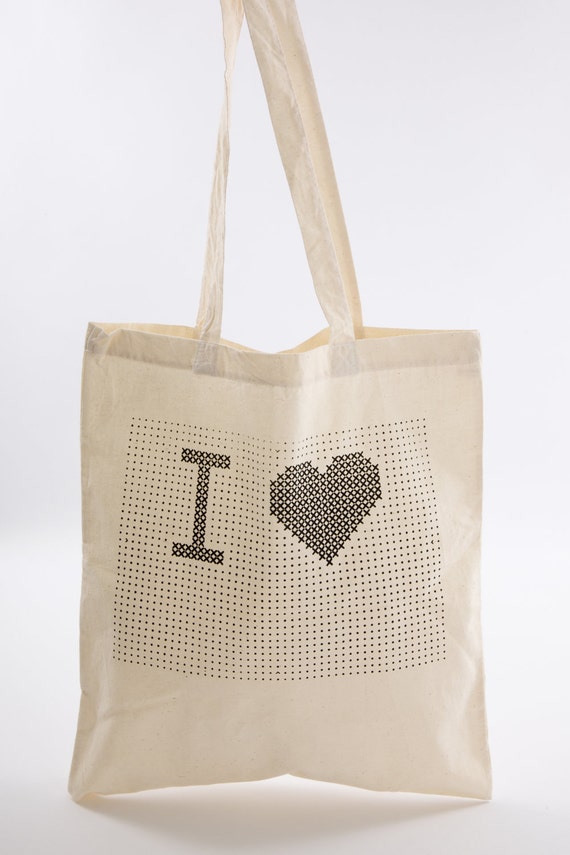 Cross Stitch kit 'I heart' stitch Tote bag by CerysTurner