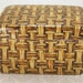 Vintage Woven Wicker Basket Porcelain Trinket Jewelry Vanity Box