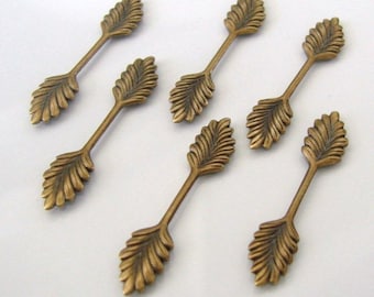 6 Antique Gold - Brass Leaf Fold Over Bails 7x35mm, Made in USA, AG18